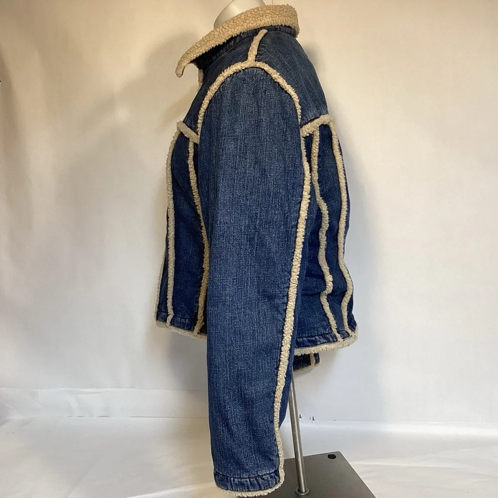 Denim Sherpa Seam Jacket Wrangler Women’s size XL zip up - Picture 6 of 12